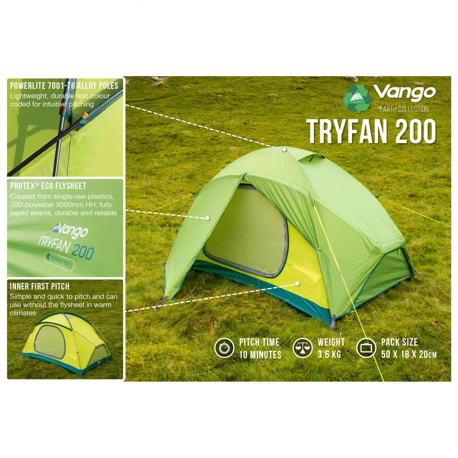 Vango Tryfan 200 - 2-person Tent 4 Vango Tryfan 200 - 2-person Tent - Image 2